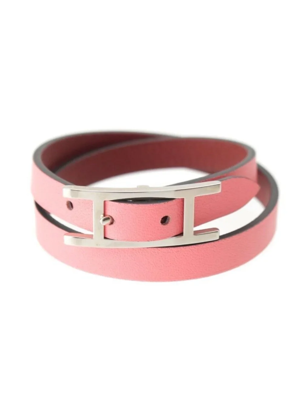Hermes Behapi Double Tour Bracelet Swift Pink Bordeaux